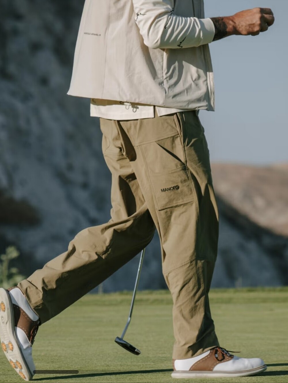 Manors Golf Recycled Greenskeeper Trouser Cargo Pants Olive